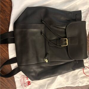 Coach Black Leather Bag with Gold Accents - LIKE NEW